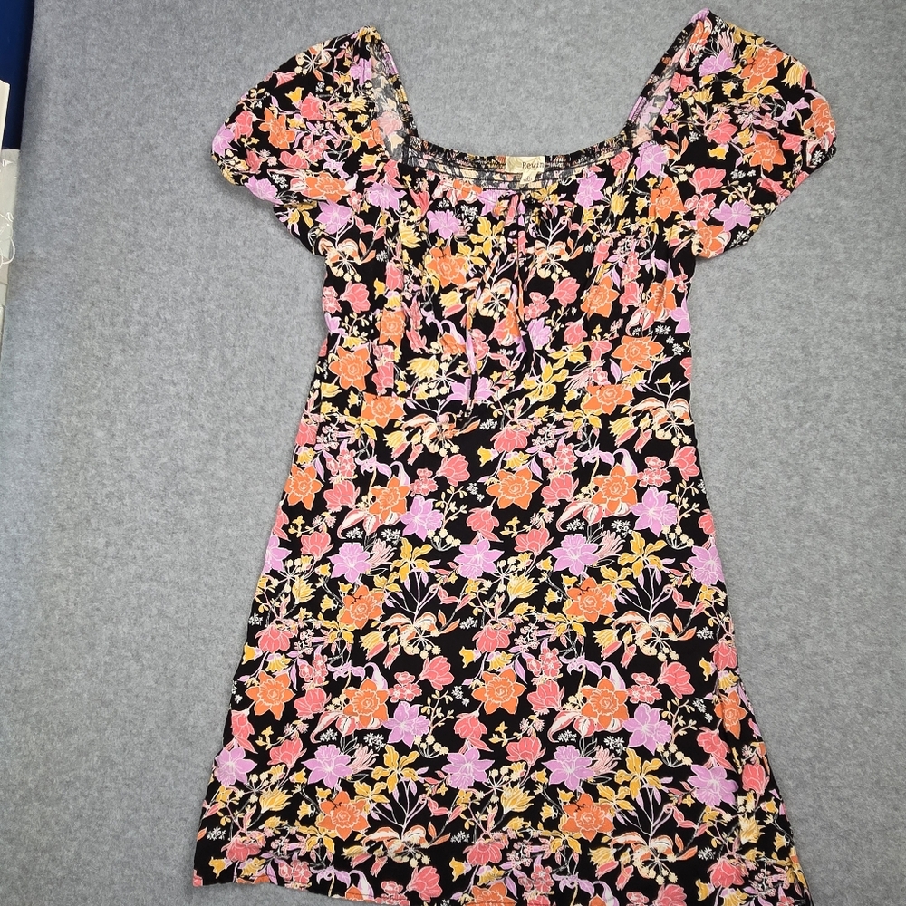 Rewind Floral Womens Large Dress - Pink, Orange, Yellow